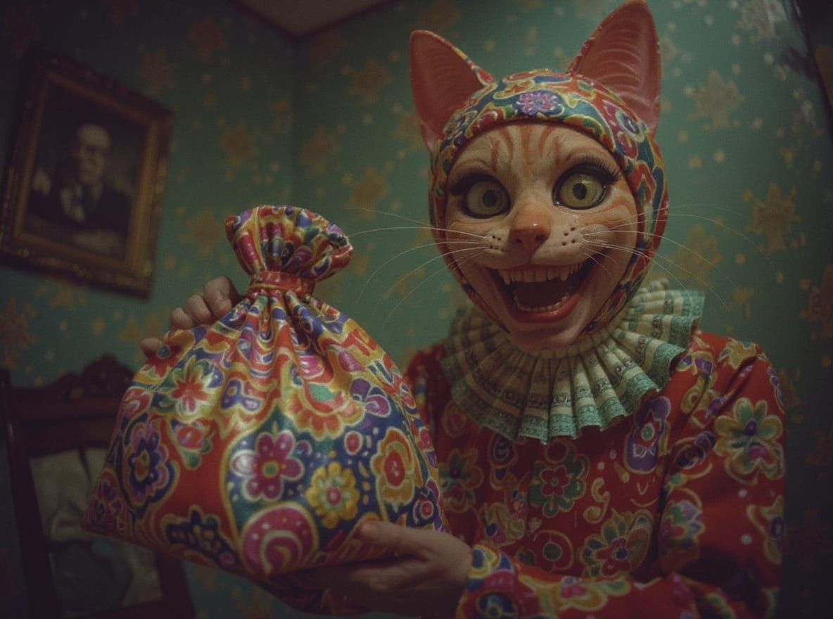 Horrifying Being with Magic Bag in Surreal Gravity Distortio...