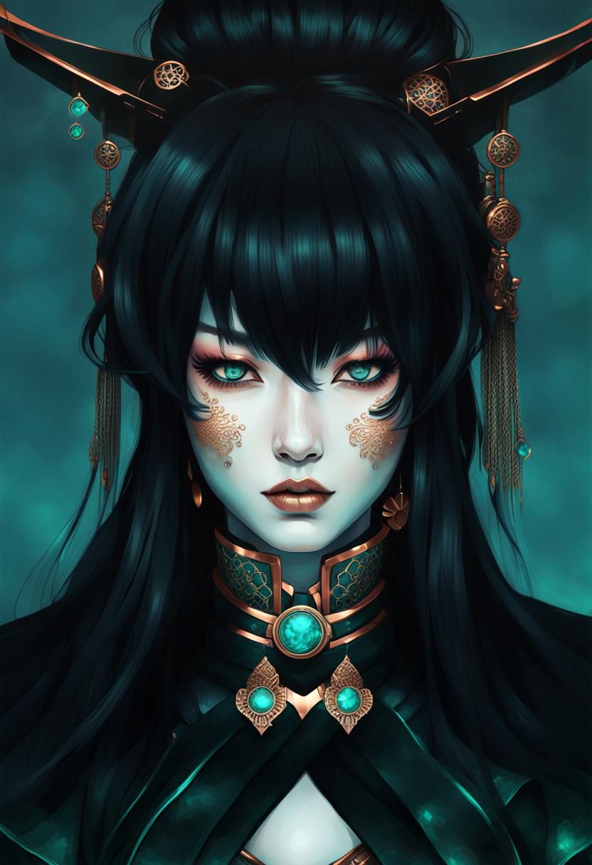 Steampunk Geisha Girl with Intricate Armor