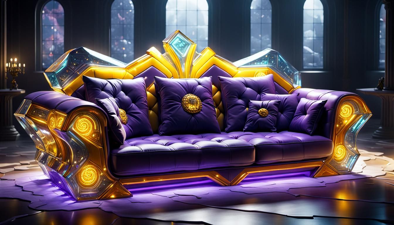 Modern Glass Couch in Dark Fantasy Style