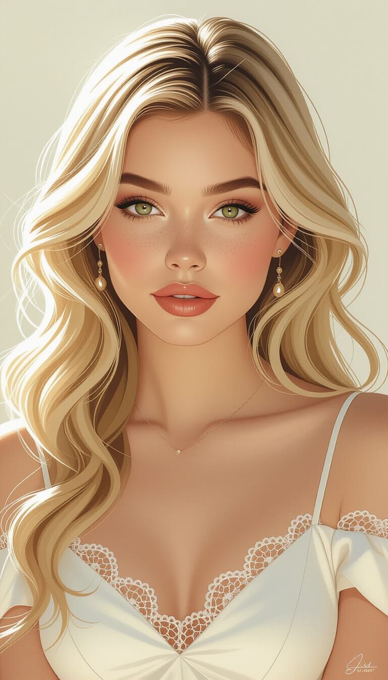 Elegant Blonde Woman in Realistic Portrait