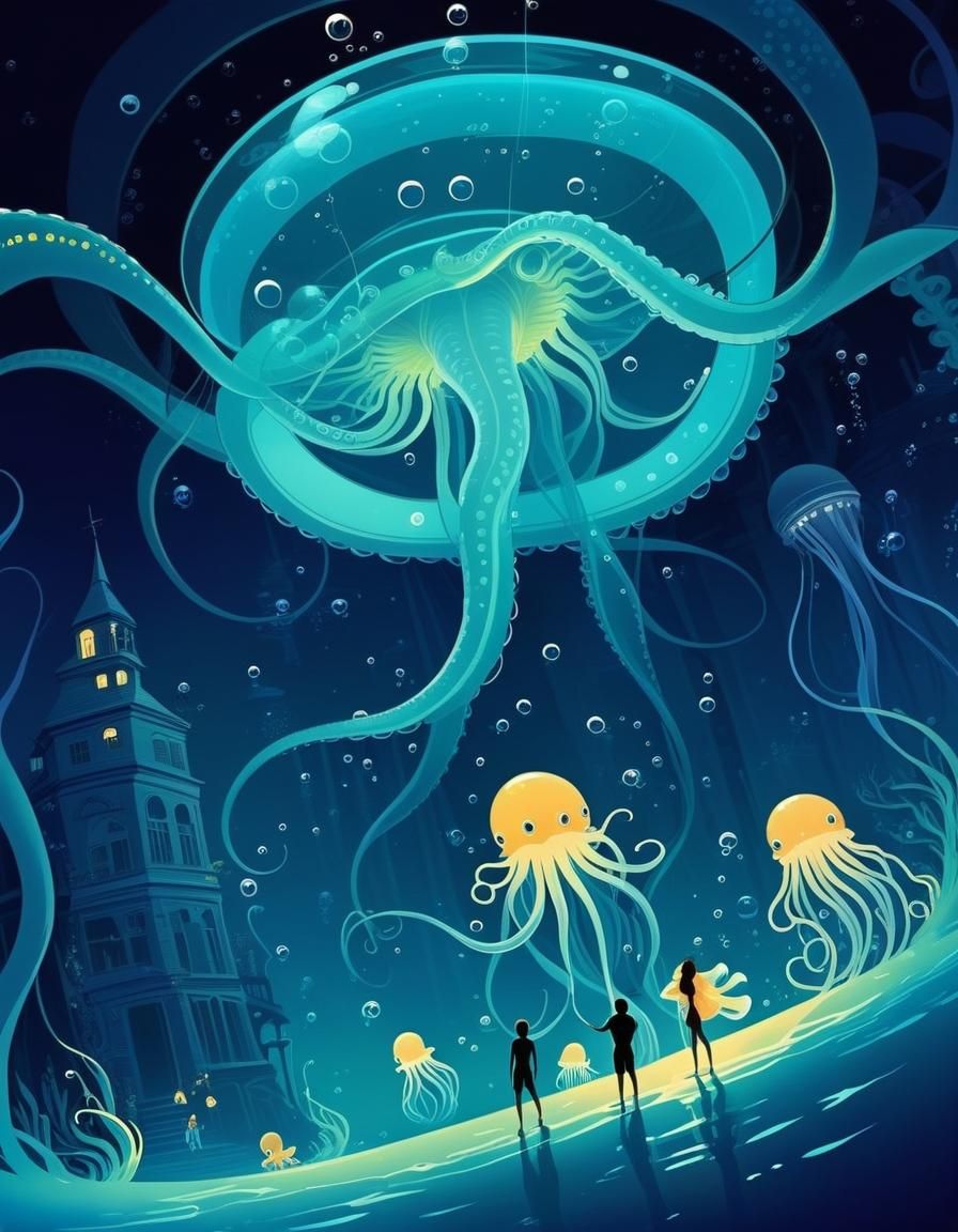 Surreal Deep Sea Monsters in Digital Illustration