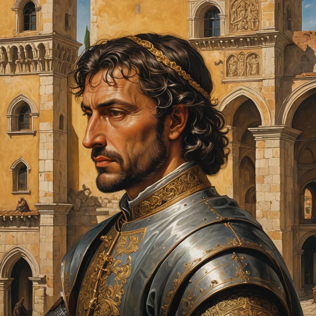 Medieval Count Portrait in Giorgio Vasari Style