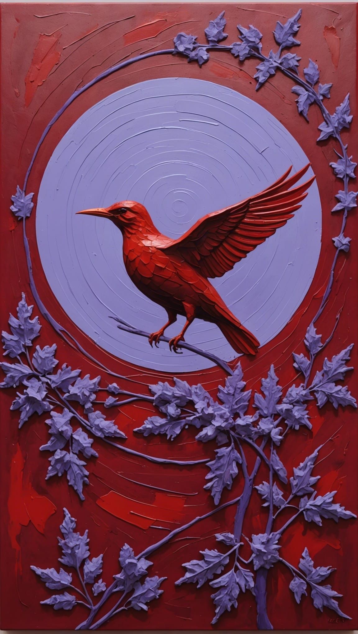 Astro Seabird: Minimal Ethereal Impasto Art