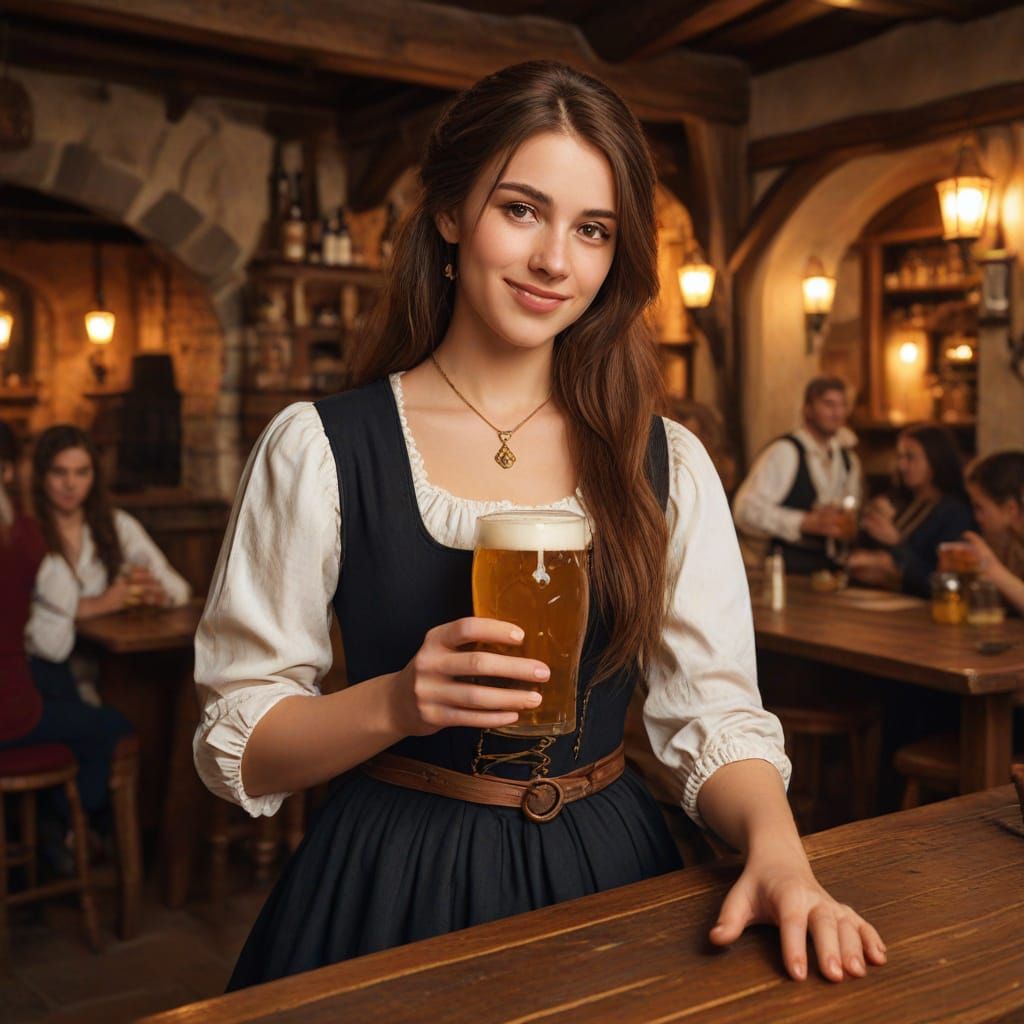 Medieval Tavern Waitress in Renaissance Style