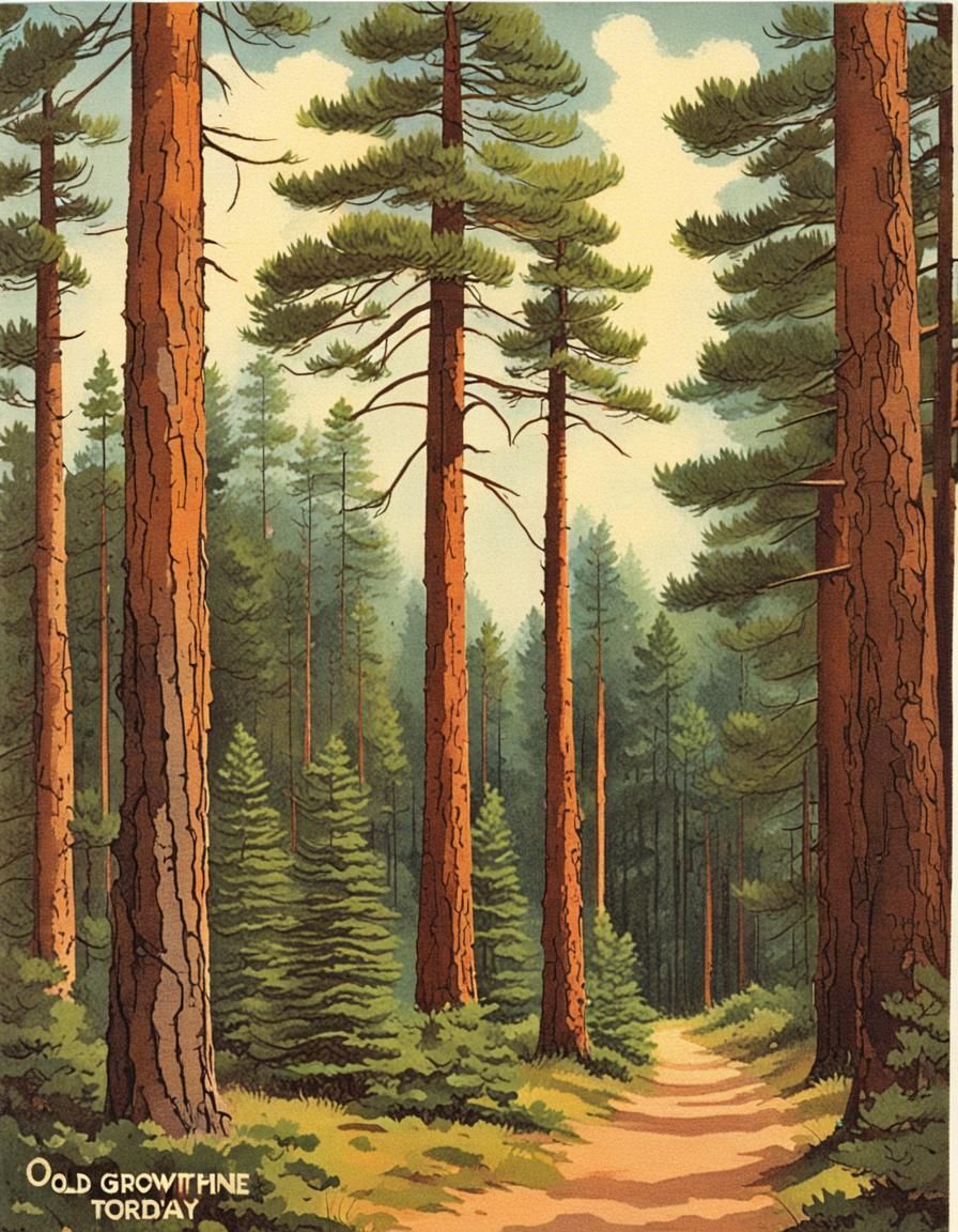 Vintage Postcard: Visit Beautiful Pine Forest
