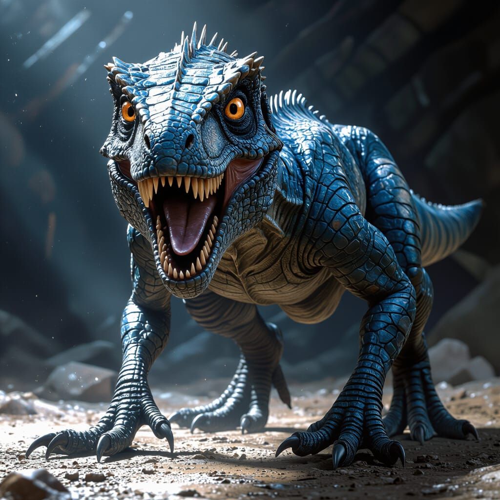 Blue the Velociraptor in Hyperrealistic Detail