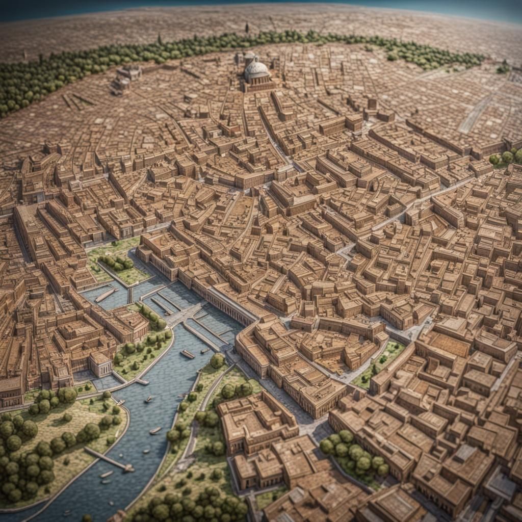 Detailed Mosaic Map of Ancient Rome