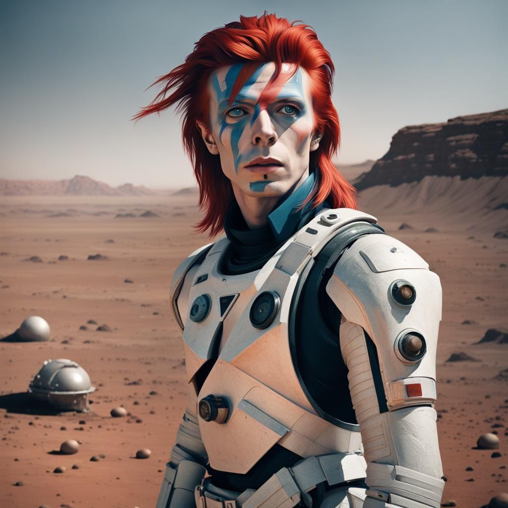 David Bowie on Mars: Hyperrealistic Pastel Portrait