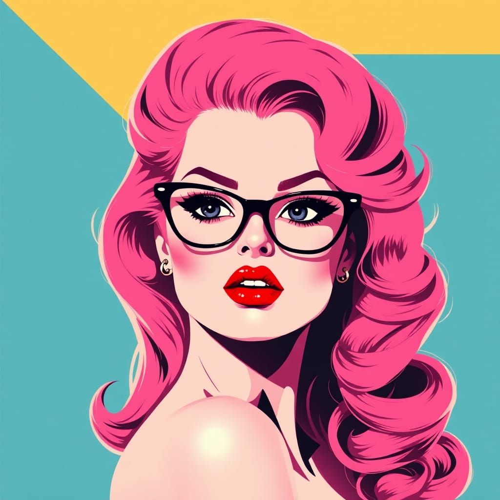 1960s Pin-Up Girl in Warhol-Inspired Screen Print