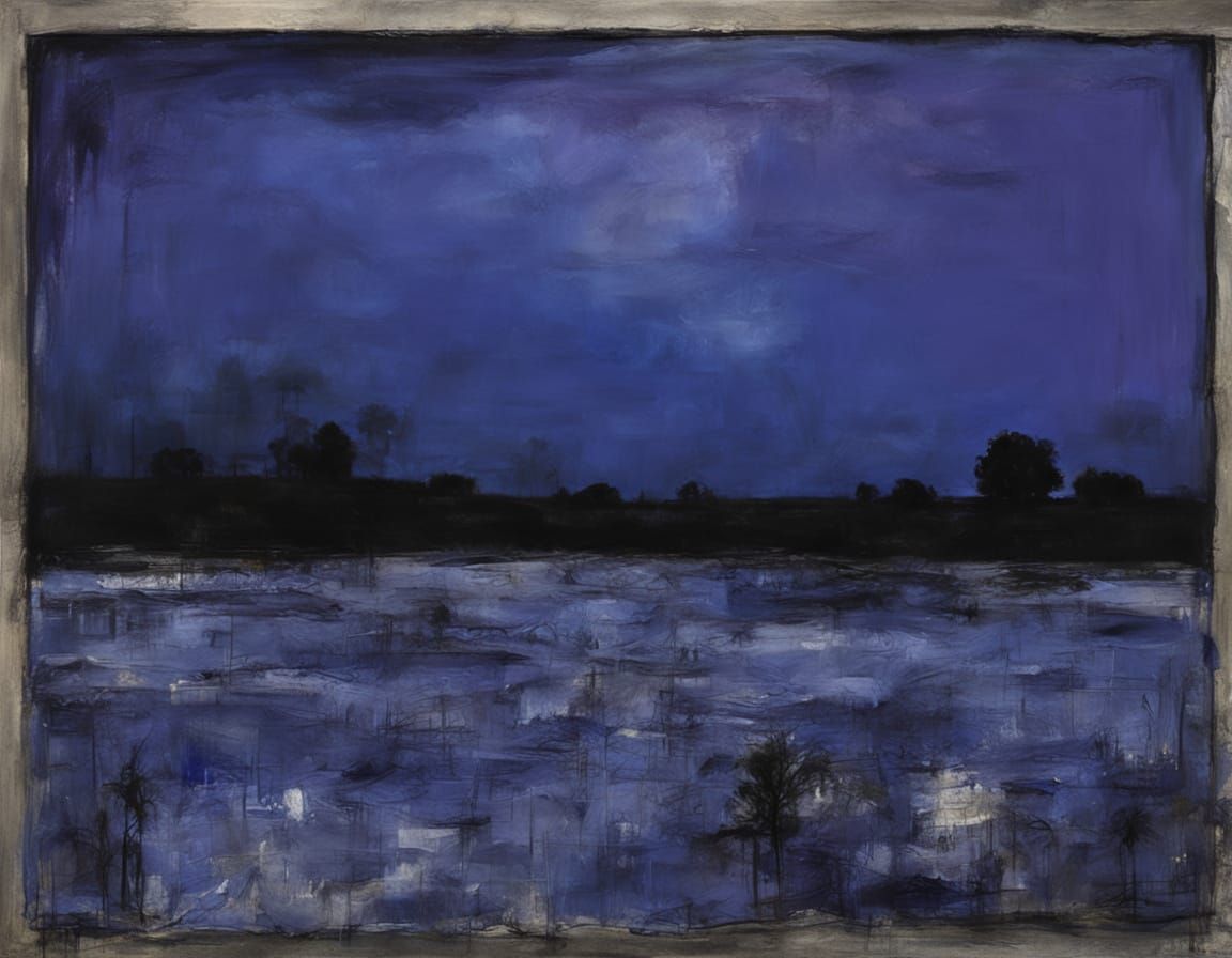 Mysterious Night Sky in Deep Blues and Purples