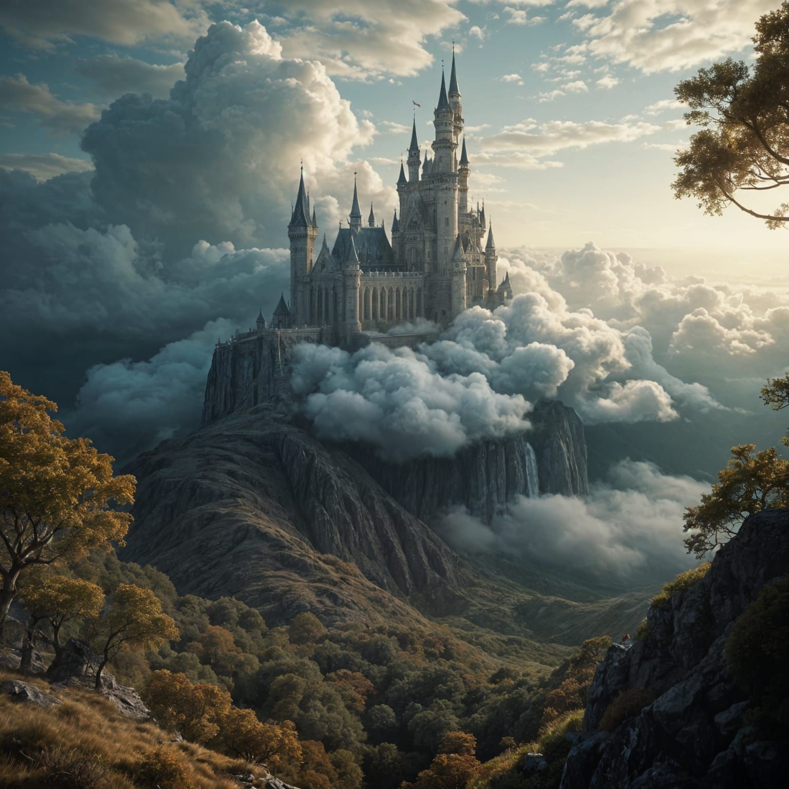 Epic Cloud Castle in the Sky: Fantasy Landscape