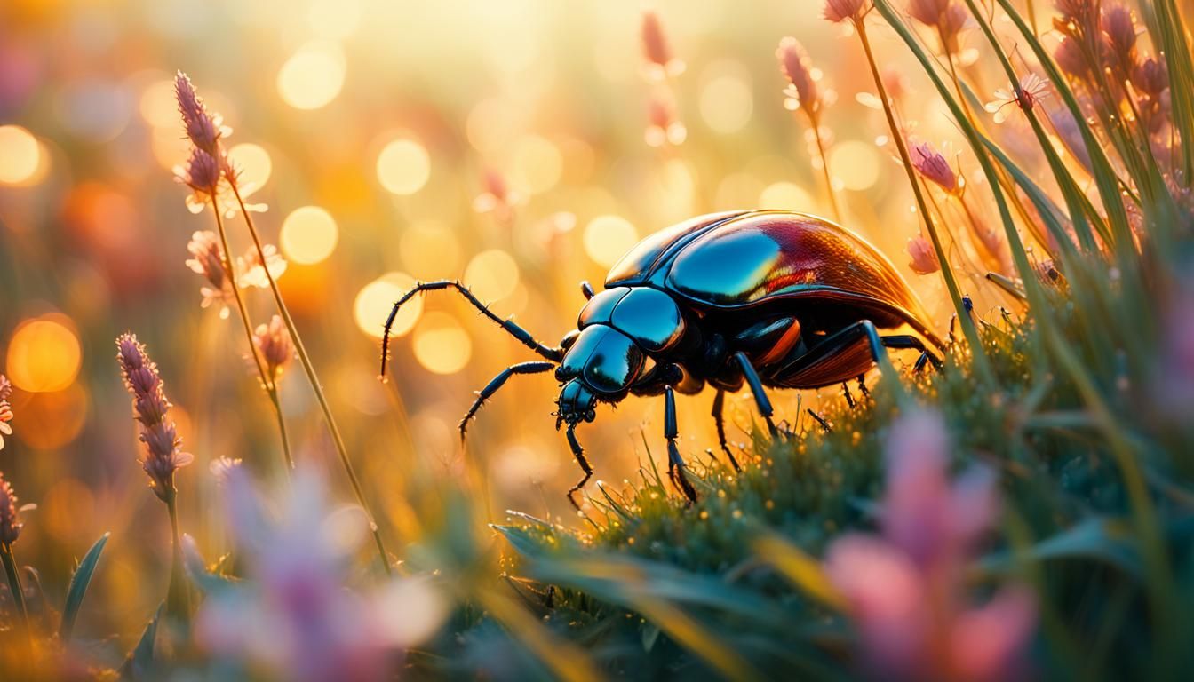 Beetle's Garden Adventure in Digital Art Style