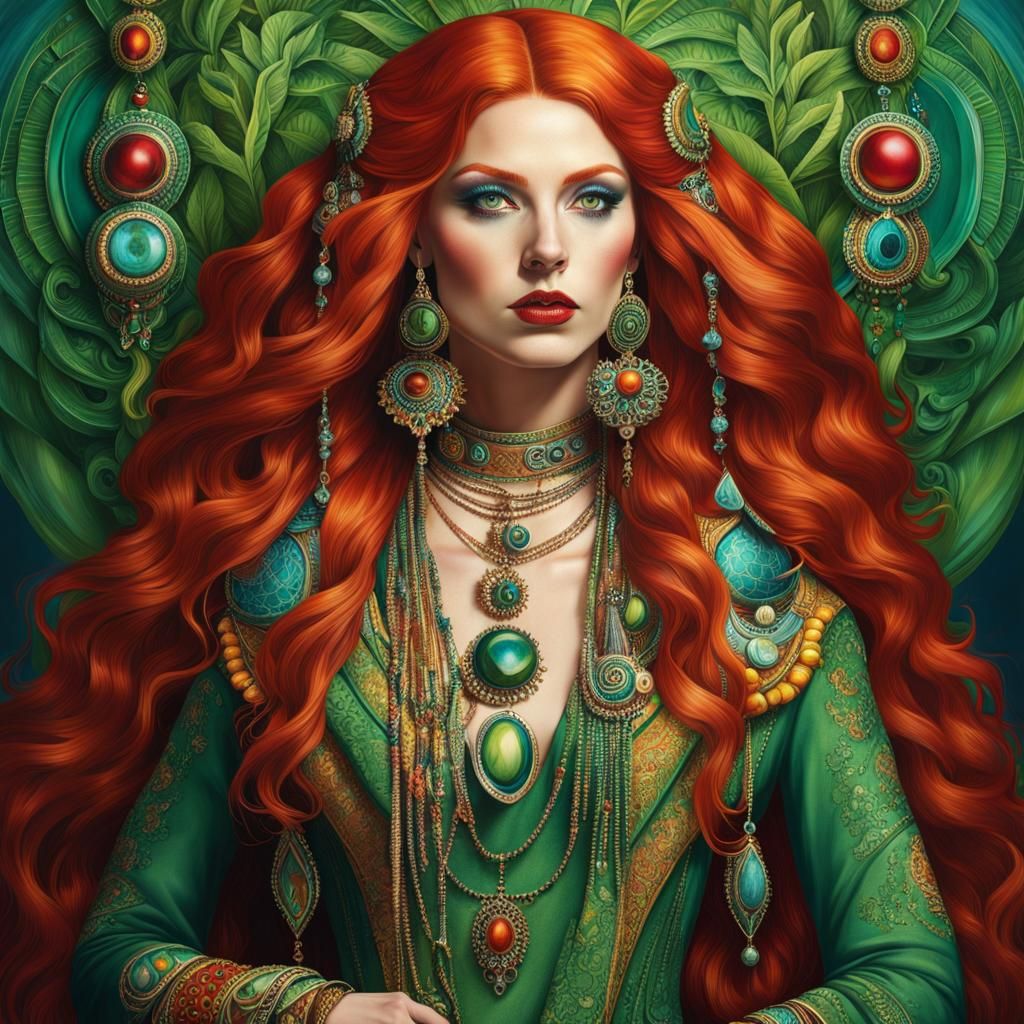 Surreal Portrait of a Woman with Red Hair