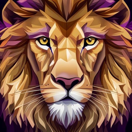 Lion Portrait with Amethyst Details