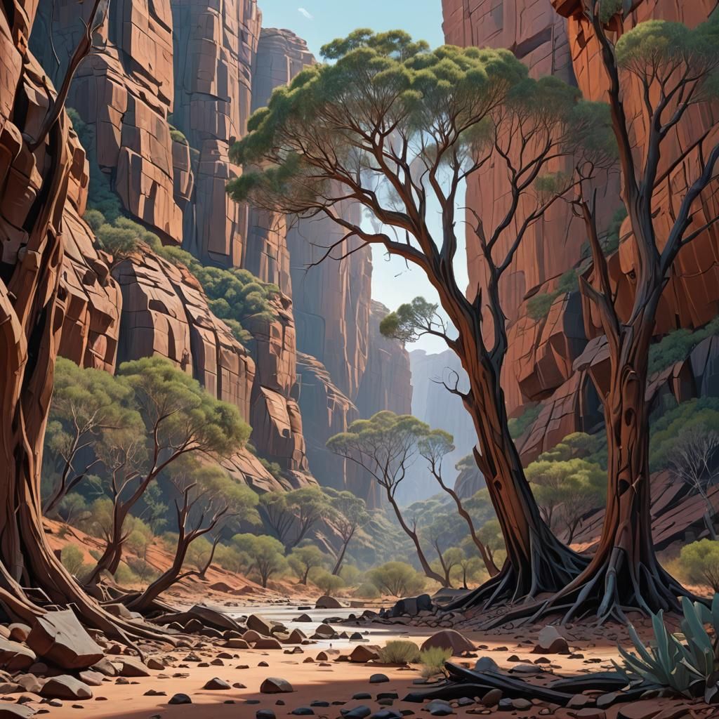 Australian Desert Canyon Landscape Art