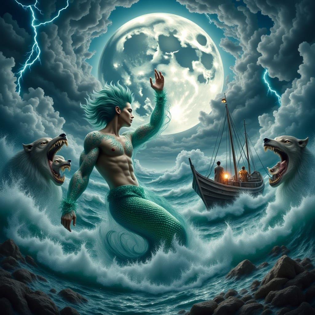 Merman Rescued from Sea Wolves by Fishing Boat