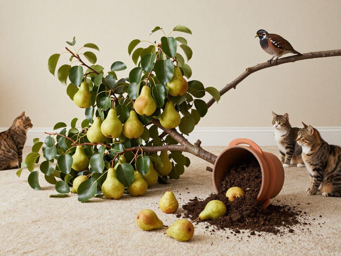 Cats Destroy Pear Tree with Partridge