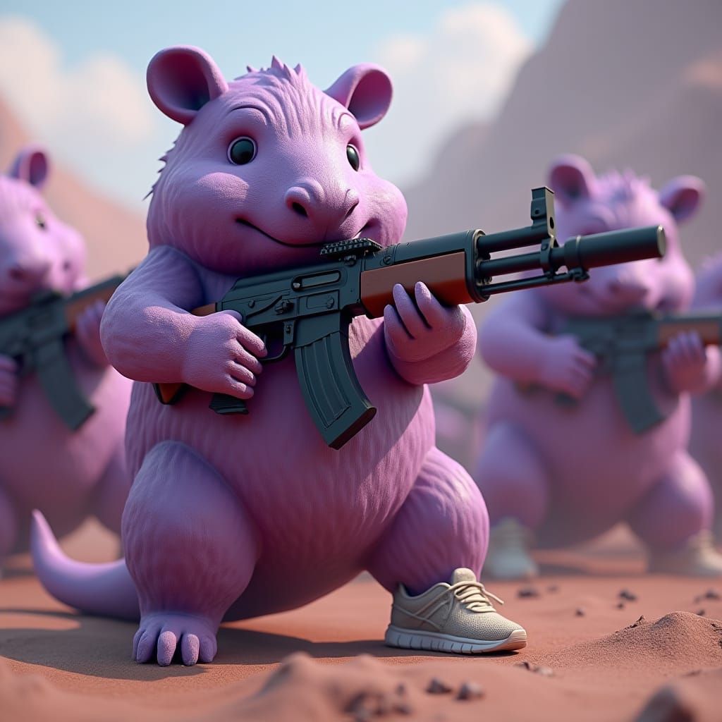 Capybara Army Battles Giant Slime in 3D