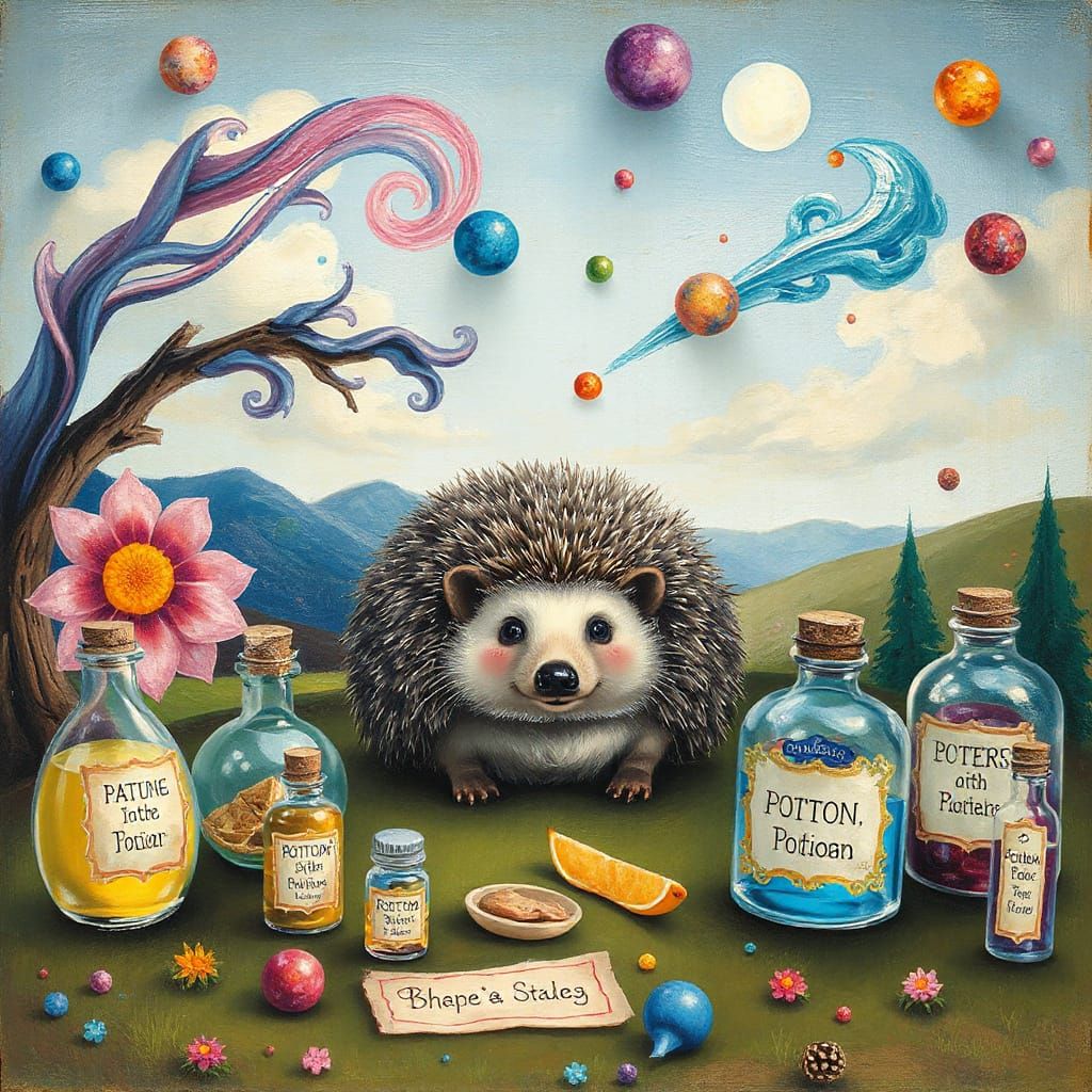 Whimsical Hedgehog in an Impressionist Wonderland