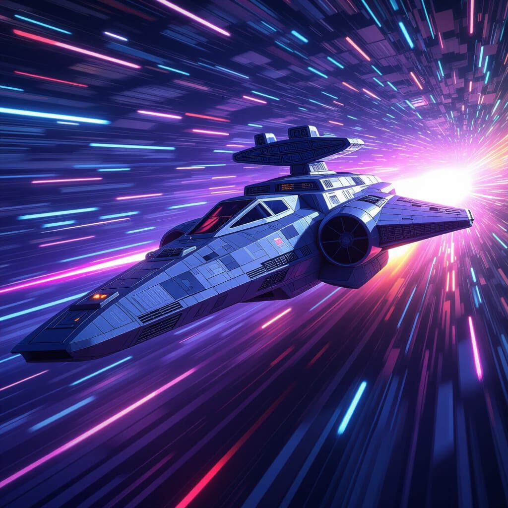 Futuristic Star Wars Spaceship Soaring Through Galaxy
