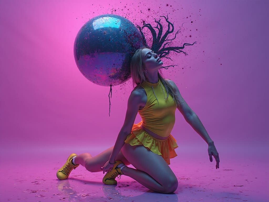 Glitched Breakdancer in Glitchcore Style