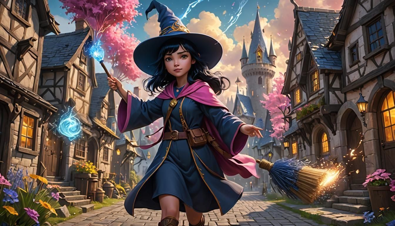 Young Wizard's Magical Journey: A Matte Painting