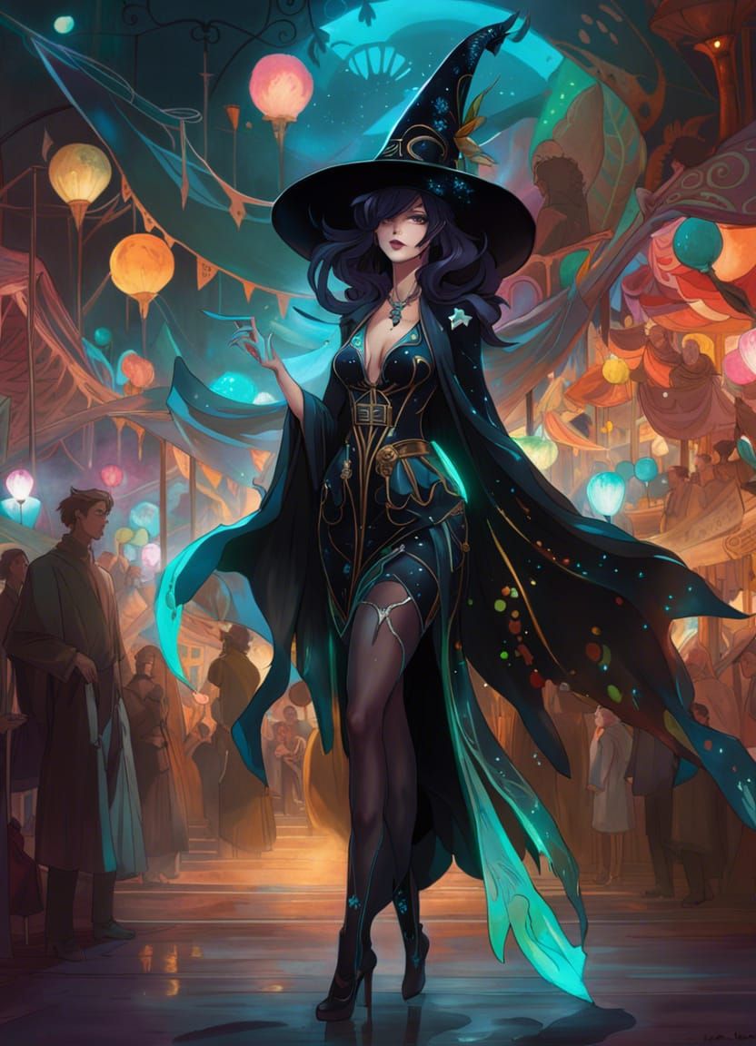 Art Nouveau Witch at a Magic Carnival