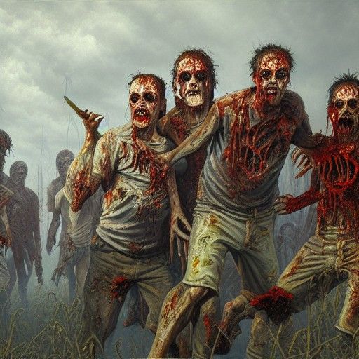 Zombie Apocalypse in Oil Painting Style