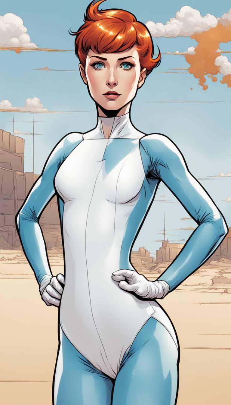 Redhead in Leotard: Comic Book Art Portrait