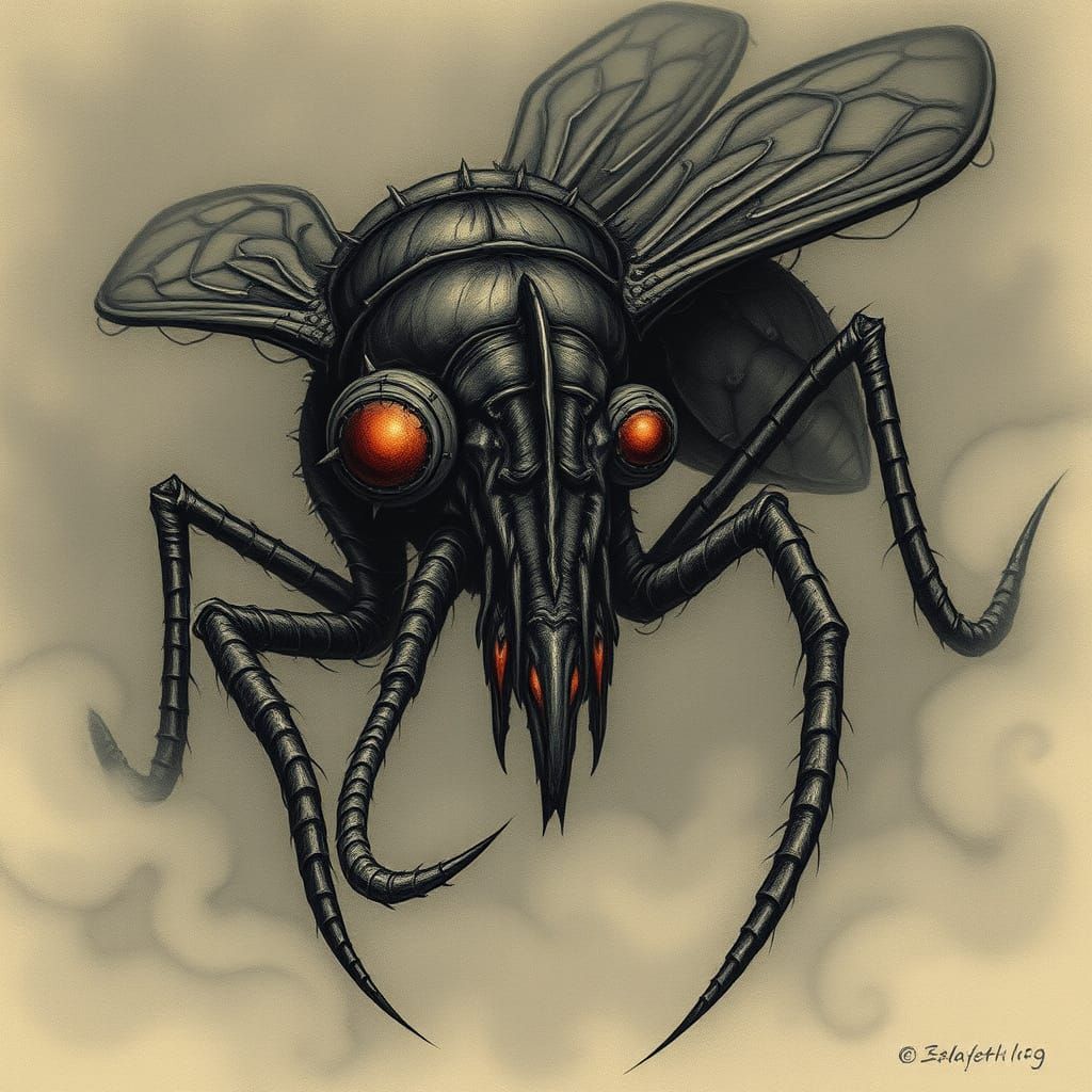 Eldritch Mosquito Creature from a Madman's Fever Dream