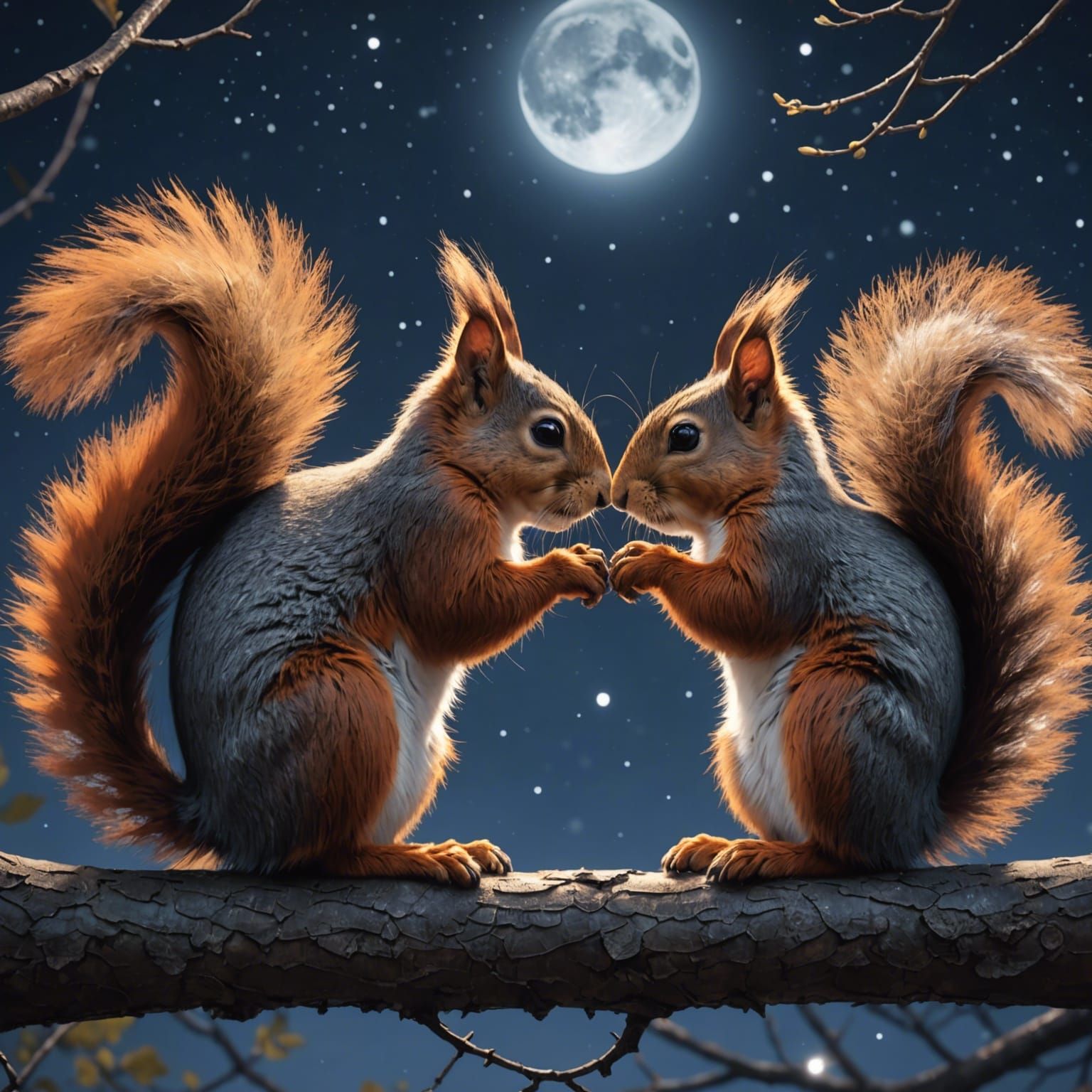 Loving Squirrels Gaze in Anime-Inspired 3D Art
