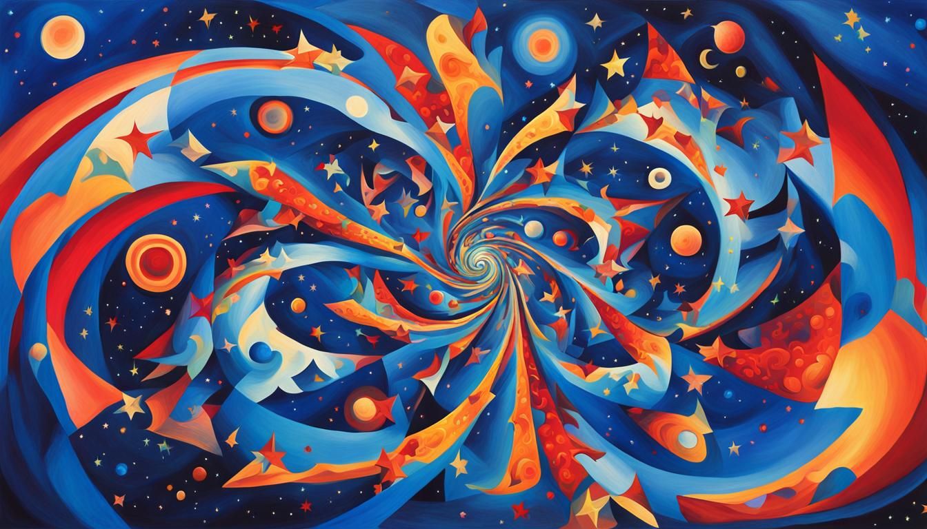 Cosmic Star Vortex in Expressionist Style