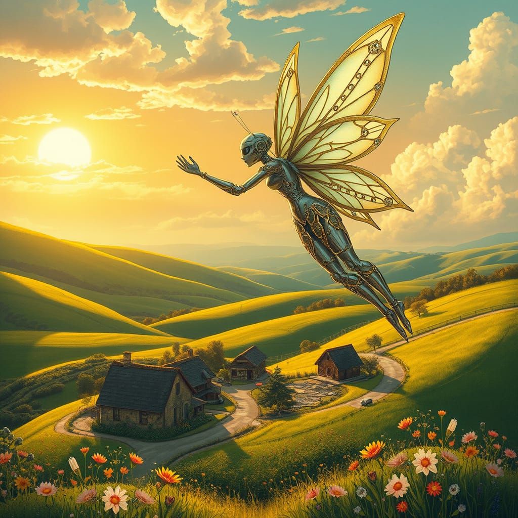 Mecha Fairy Descends: Art Nouveau Style