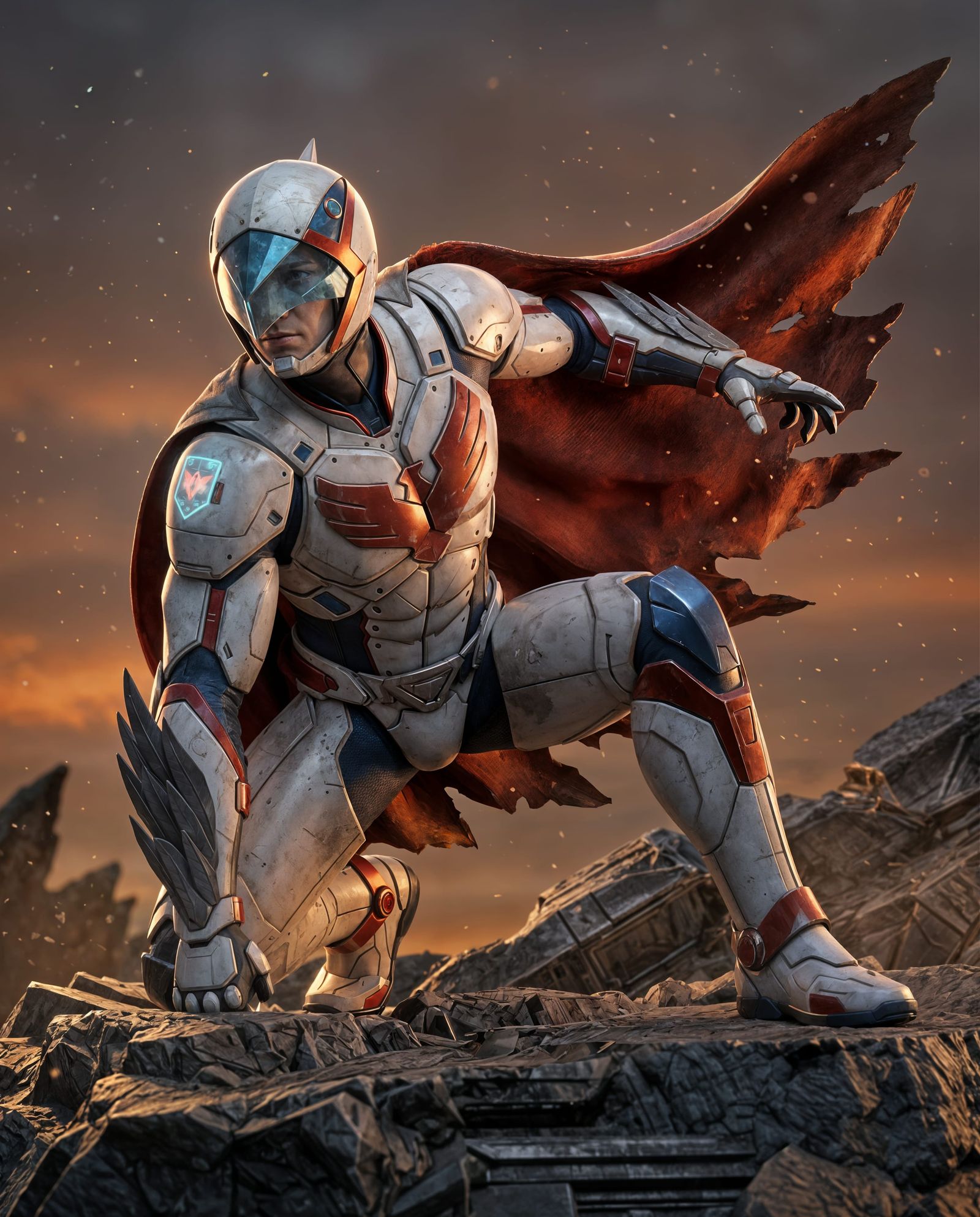 Heroic Futuristic Eagle Warrior CGI Render