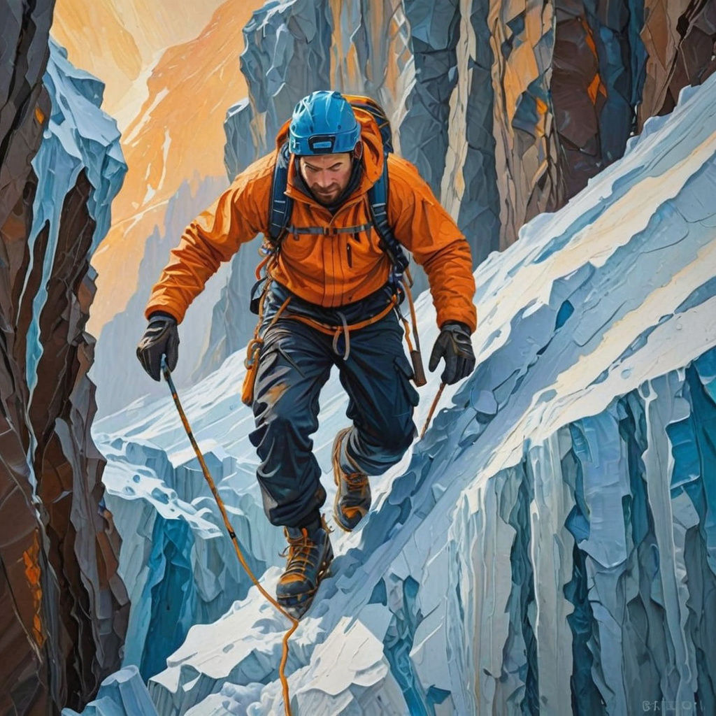 Climb, arctic, ravine.