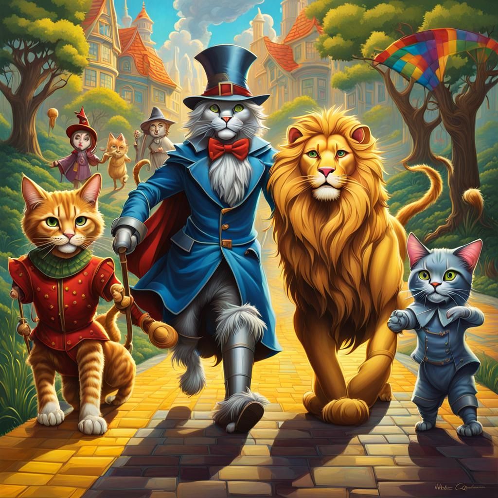 Wizard of Oz Cats in Graffiti Art Style
