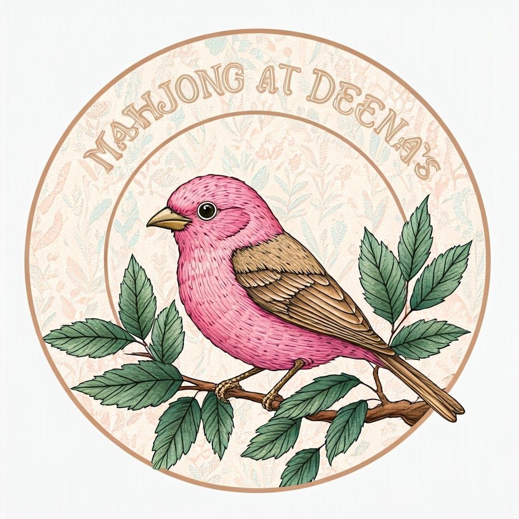 Vintage Botanical Bird Illustration with Watercolor Elements