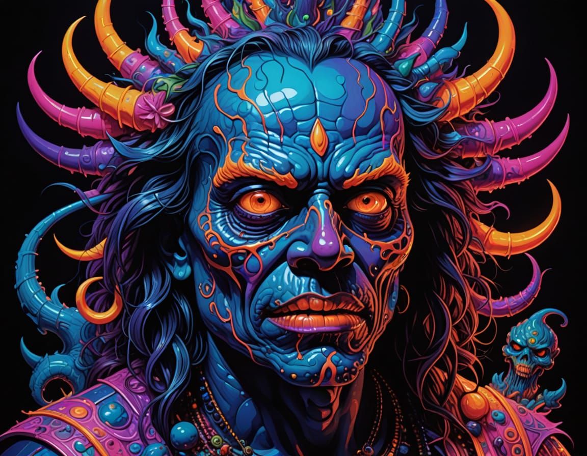 Sad Monster in Blacklight Neon Opalescence