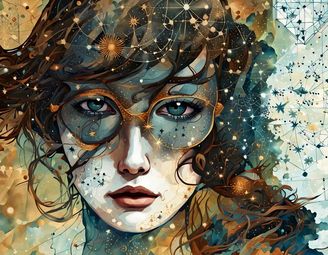 Intricate Portrait of a Woman in Textile Art Style