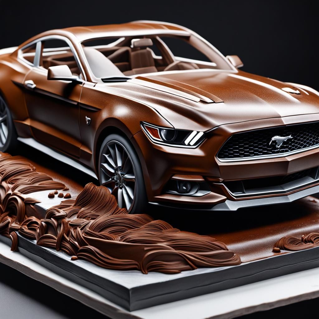 Ford Mustang Cake Sculpture: Hyperdetailed Photorealism