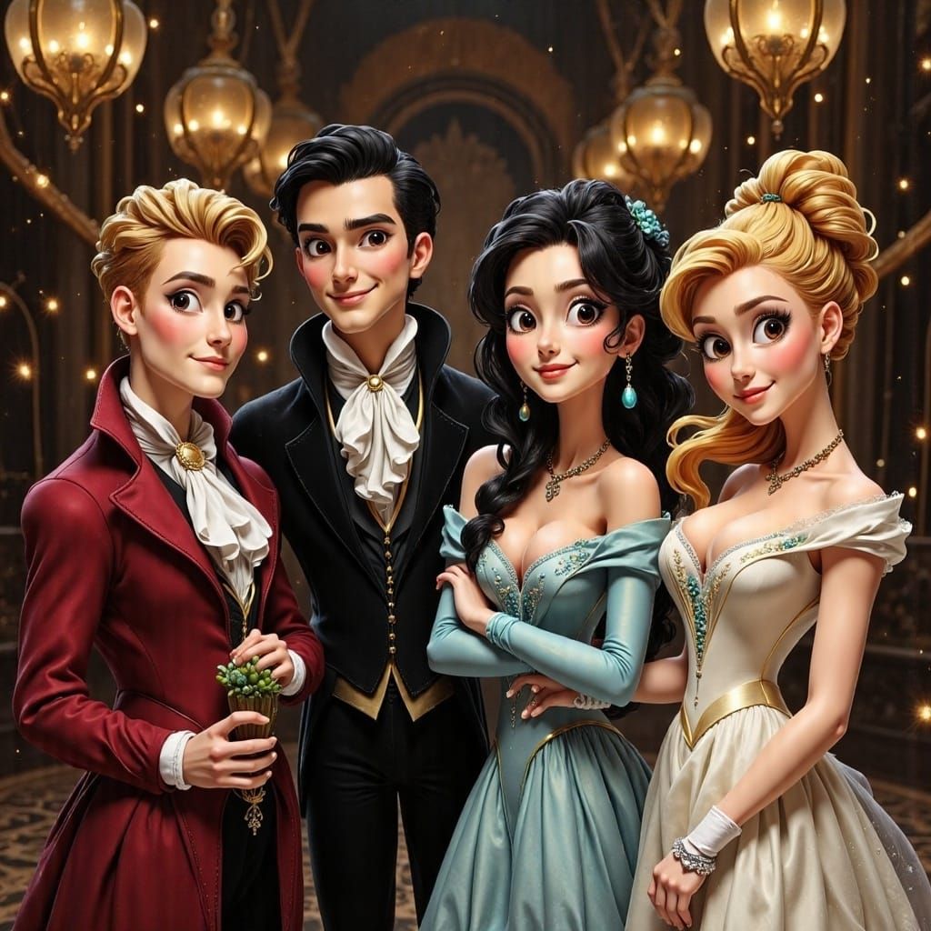 Regency Ball Scene in Vibrant Colors