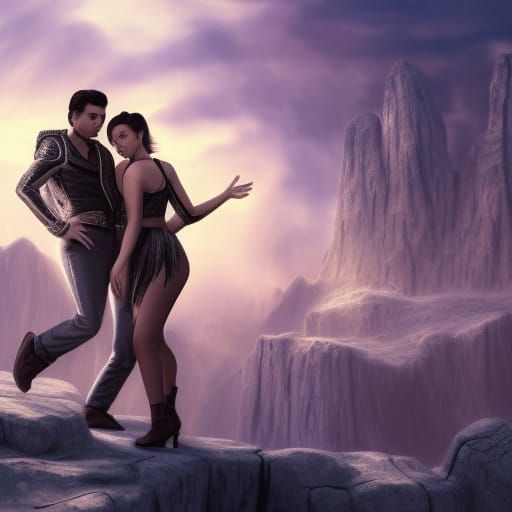 Dua Lipa and Elvis Presley: Rock Fantasy Portrait