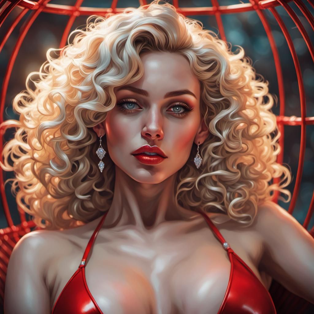 Woman in Birdcage: Hyperdetailed Artgerm-Inspired Portrait