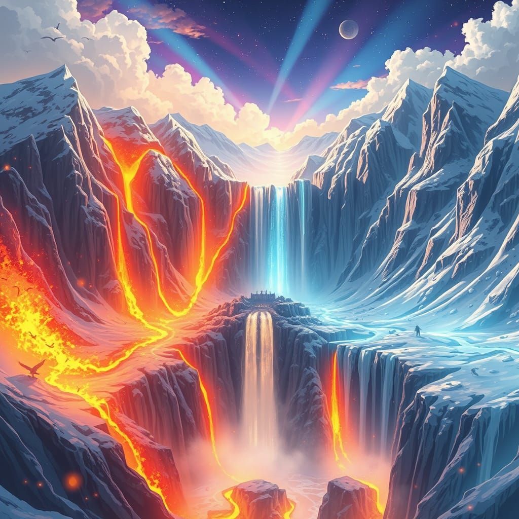Epic Fantasy: Waterfall of Fire and Ice