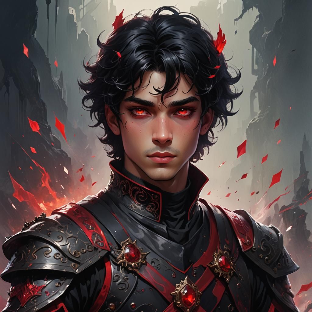 Fantasy Prince with Ruby Gems, Digital Art