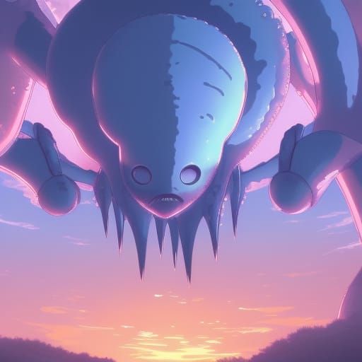 Alien Tentacle in Studio Ghibli Anime Style