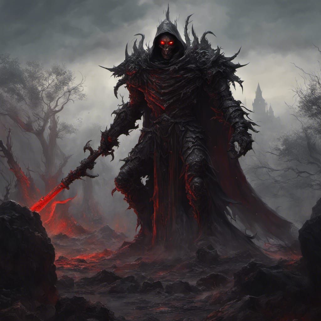 Epic Knight vs Demon Skeleton in Dark Fantasy Art