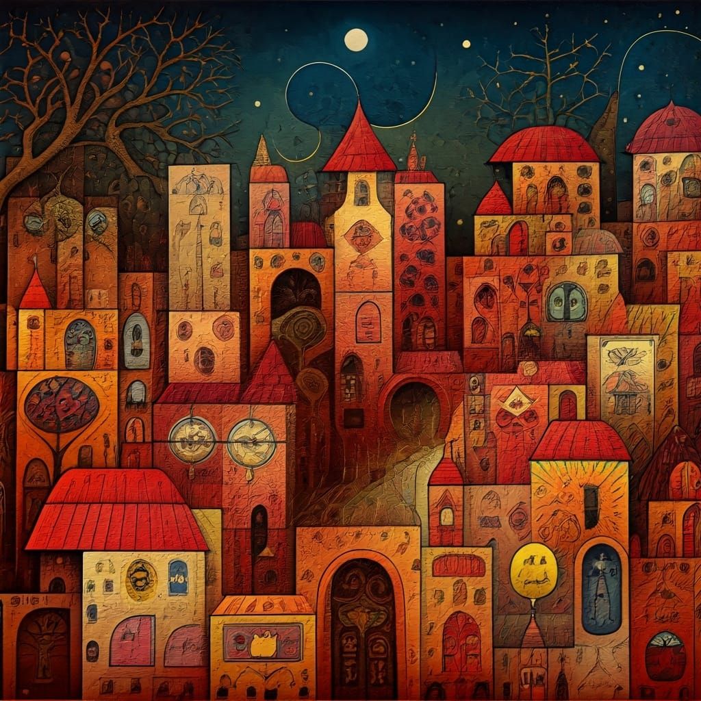 Dreamlike Cityscape in Style of Abstract Art