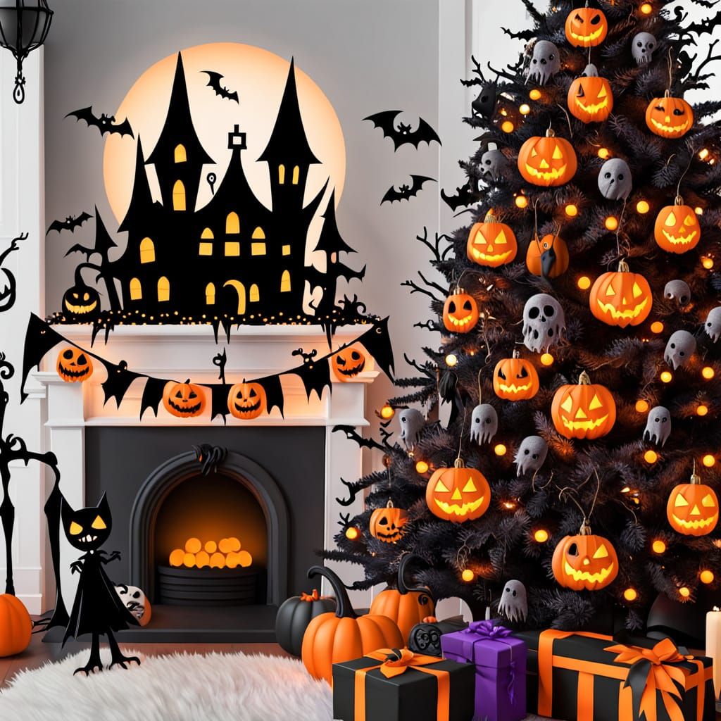 Bauhaus Blend Christmas & Halloween Tree with Spooky Ornamen...