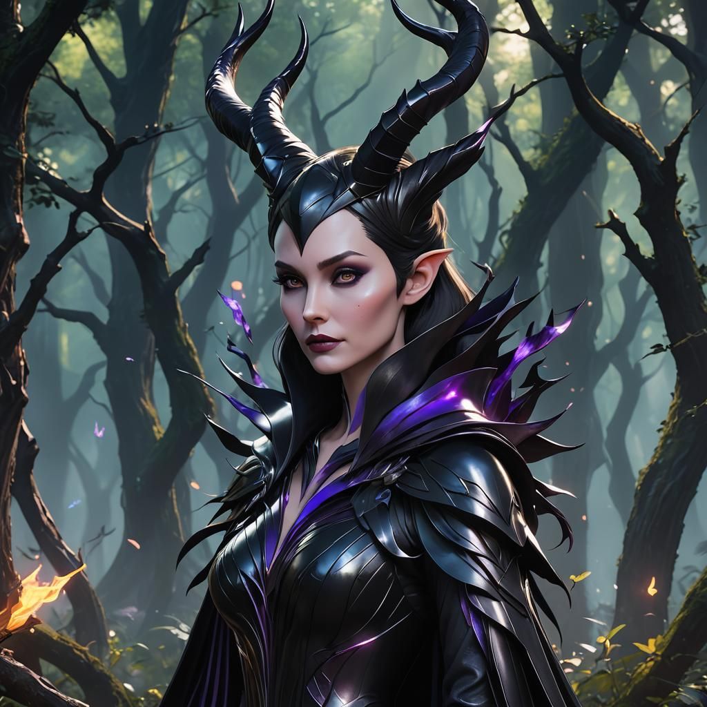 Maleficent in Mystical Forest: Anime 3D Art